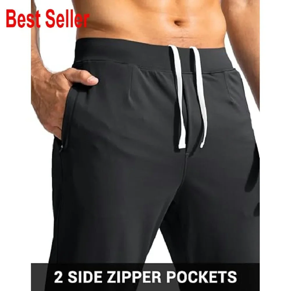 Men's Golf Joggers Slim Fit Stretch Track Pants Zipper Pockets Classic